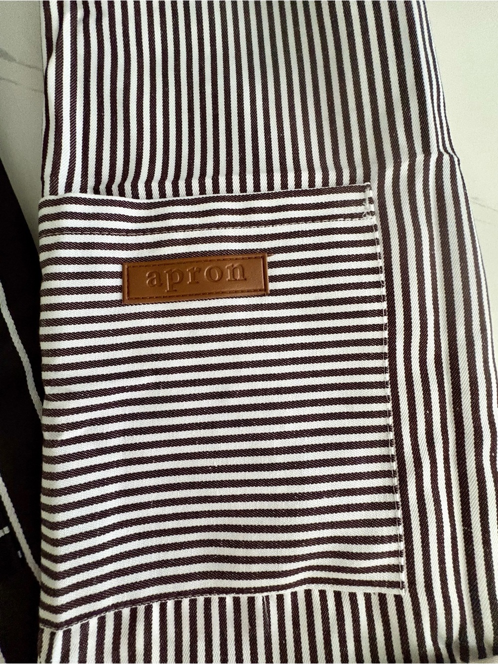 New 2-Pack Adjustable Striped Chef Aprons with Pockets – Black & Brown Pinstripe - Picture 4 of 10